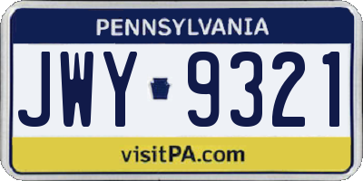 PA license plate JWY9321