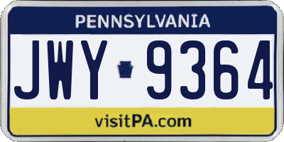 PA license plate JWY9364