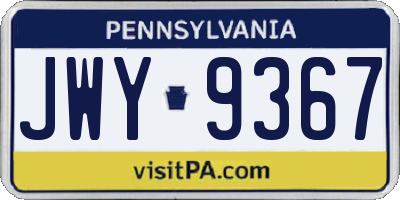 PA license plate JWY9367