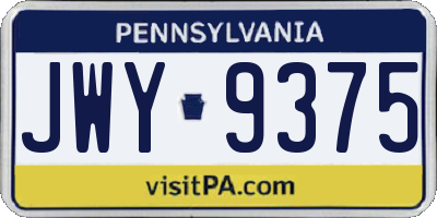 PA license plate JWY9375