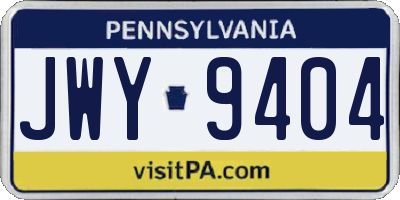 PA license plate JWY9404