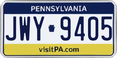 PA license plate JWY9405