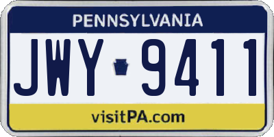 PA license plate JWY9411