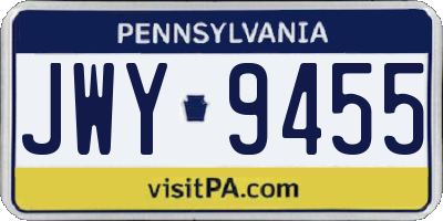 PA license plate JWY9455