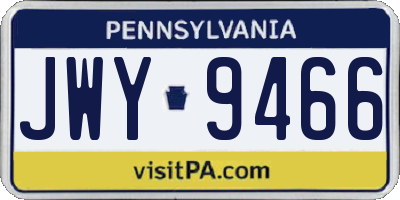 PA license plate JWY9466