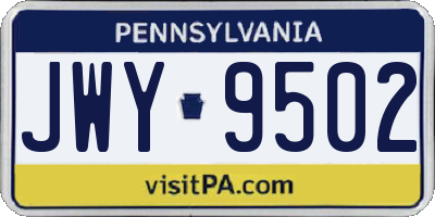 PA license plate JWY9502