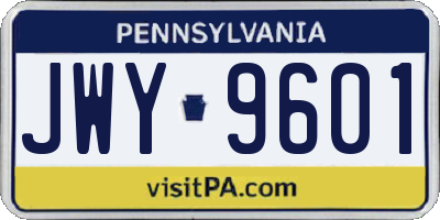 PA license plate JWY9601