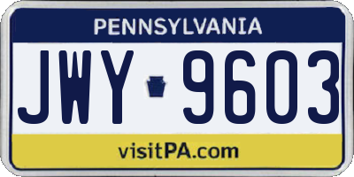 PA license plate JWY9603