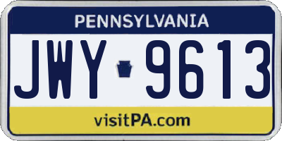 PA license plate JWY9613