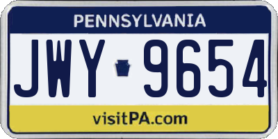 PA license plate JWY9654