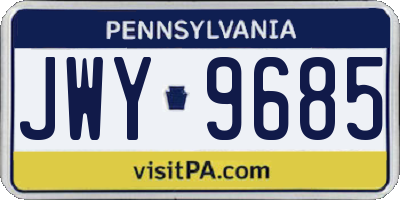 PA license plate JWY9685