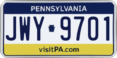 PA license plate JWY9701