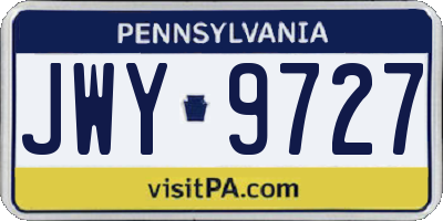 PA license plate JWY9727