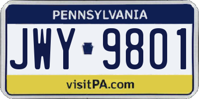 PA license plate JWY9801