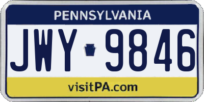 PA license plate JWY9846