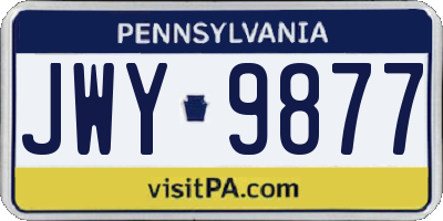 PA license plate JWY9877