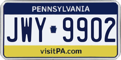 PA license plate JWY9902