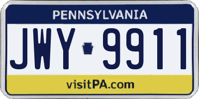 PA license plate JWY9911