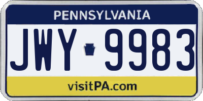 PA license plate JWY9983