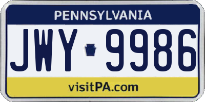 PA license plate JWY9986
