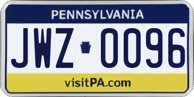 PA license plate JWZ0096