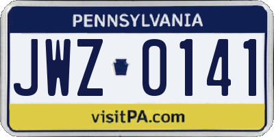 PA license plate JWZ0141