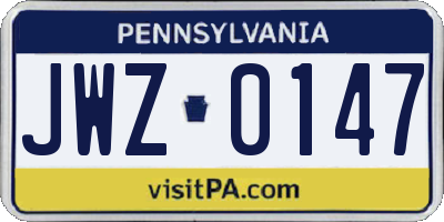 PA license plate JWZ0147