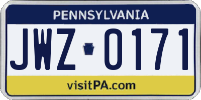 PA license plate JWZ0171