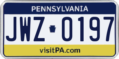 PA license plate JWZ0197