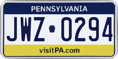 PA license plate JWZ0294