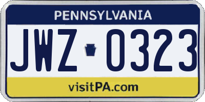PA license plate JWZ0323