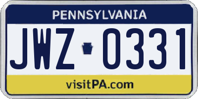 PA license plate JWZ0331