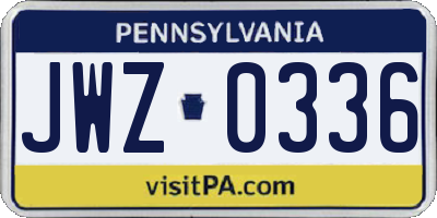 PA license plate JWZ0336