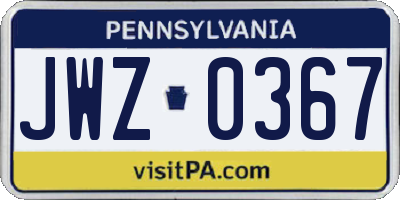 PA license plate JWZ0367