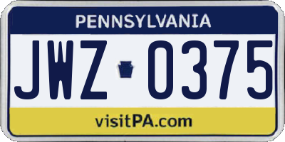 PA license plate JWZ0375