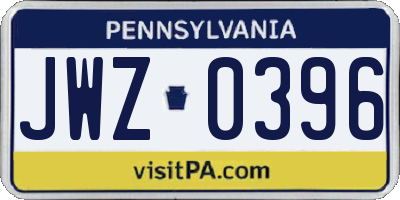 PA license plate JWZ0396