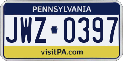 PA license plate JWZ0397