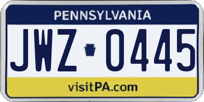 PA license plate JWZ0445