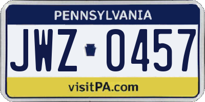 PA license plate JWZ0457
