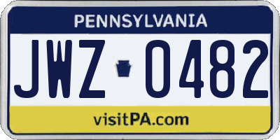 PA license plate JWZ0482