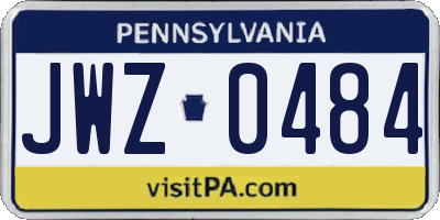 PA license plate JWZ0484