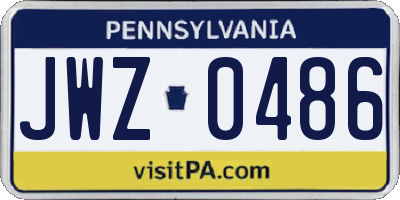 PA license plate JWZ0486