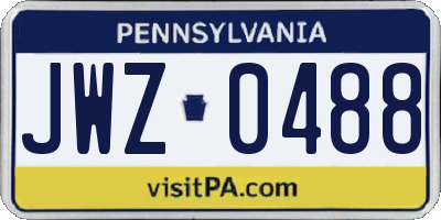 PA license plate JWZ0488