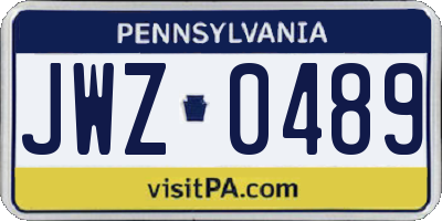 PA license plate JWZ0489