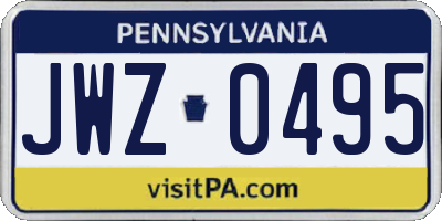 PA license plate JWZ0495