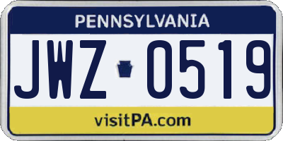 PA license plate JWZ0519