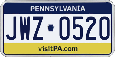 PA license plate JWZ0520