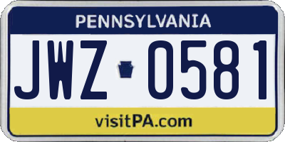 PA license plate JWZ0581