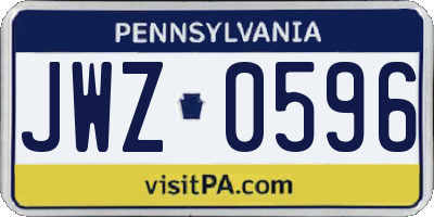 PA license plate JWZ0596