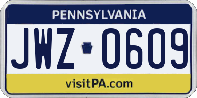 PA license plate JWZ0609